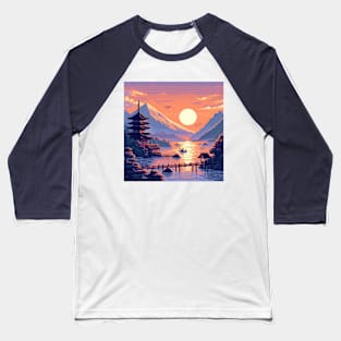 Ukiyo-e Japanese Sunrise Baseball T-Shirt